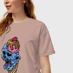 Футболка оверсайз женская Horror ice cream, цвет: пыльно-розовый — фото 2
