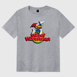 Женская футболка оверсайз Дятел Вуди лого