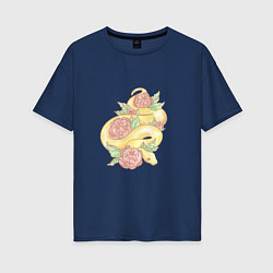 Женская футболка оверсайз Змея акварелью
