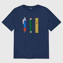 Футболка оверсайз женская В школу, цвет: тёмно-синий