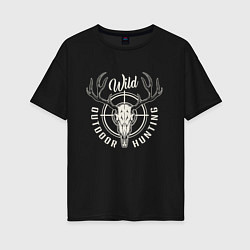 Футболка оверсайз женская Wild hunting, цвет: черный