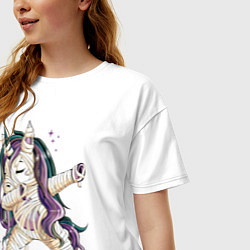 Футболка оверсайз женская Единорог-мумия, цвет: белый — фото 2