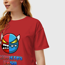 Футболка оверсайз женская Geometry Dash, цвет: красный — фото 2