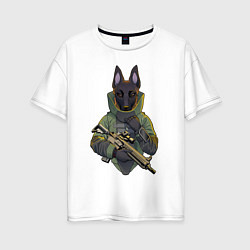 Женская футболка оверсайз Овчарка-военный
