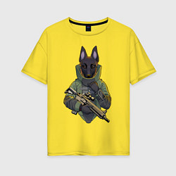 Женская футболка оверсайз Овчарка-военный