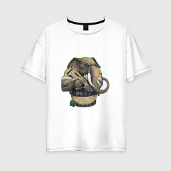 Женская футболка оверсайз Слон-военный