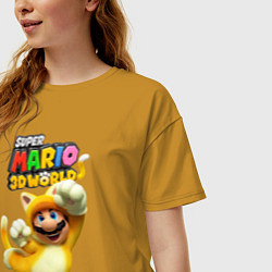 Футболка оверсайз женская Super Mario 3D world animals, цвет: горчичный — фото 2