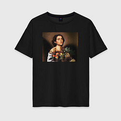 Женская футболка оверсайз Тимоти Шаламе картина корзина с фруктами Timothee