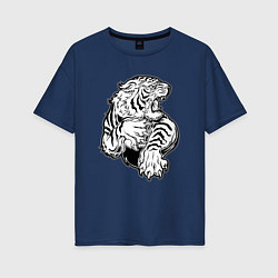 Женская футболка оверсайз Белый Тигр