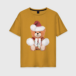 Женская футболка оверсайз Новогодний медвежонок