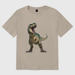 Футболка оверсайз женская Тираннозавр, цвет: миндальный