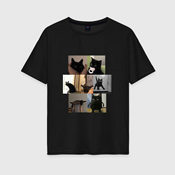 Женская футболка оверсайз Сборник мемов с котами