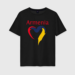 Футболка оверсайз женская Armenia Heart, цвет: черный
