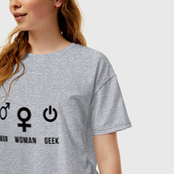 Футболка оверсайз женская MAN WOMAN GEEK, цвет: меланж — фото 2
