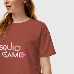 Футболка оверсайз женская Squid Game name, цвет: кирпичный — фото 2