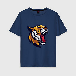 Футболка оверсайз женская Roar - Tiger, цвет: тёмно-синий