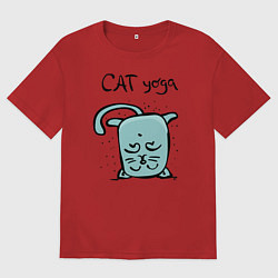 Женская футболка оверсайз Кот и йога