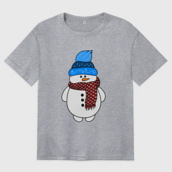 Женская футболка оверсайз Снеговик в шапочке
