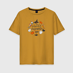 Женская футболка оверсайз Happy Halloween! Boooo!!!