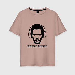 Футболка оверсайз женская Dr House music, цвет: пыльно-розовый