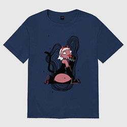 Футболка оверсайз женская Halloween devil kitty girl 2021, цвет: тёмно-синий