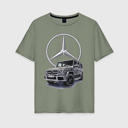 Футболка оверсайз женская Mercedes Gelendwagen G63 AMG G-class G400d, цвет: авокадо