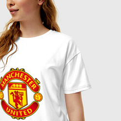 Футболка оверсайз женская Манчестер Юнайтед логотип, цвет: белый — фото 2