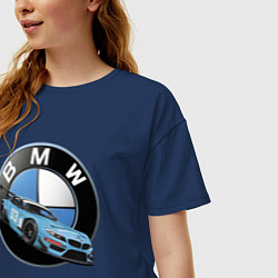Футболка оверсайз женская BMW самая престижная марка автомобиля, цвет: тёмно-синий — фото 2