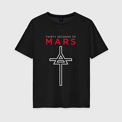 Футболка оверсайз женская 30 Seconds To Mars, logo, цвет: черный