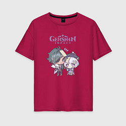 Женская футболка оверсайз Genshin Impact mini KaeyaQi Qi