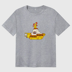 Женская футболка оверсайз The Beatles Yellow Submarine в дудл стиле
