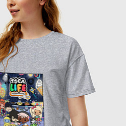 Футболка оверсайз женская Toca Boca Тока Бока Poster, цвет: меланж — фото 2