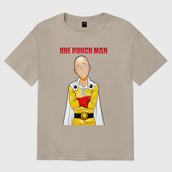 Футболка оверсайз женская Сайтама безразличие One Punch-Man, цвет: миндальный