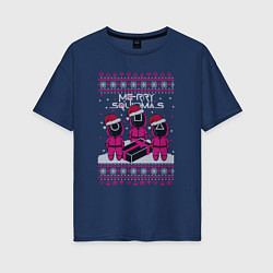 Футболка оверсайз женская Sweater Squidmas, цвет: тёмно-синий