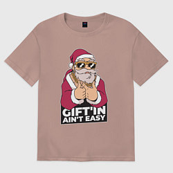 Футболка оверсайз женская Santa Gangster, цвет: пыльно-розовый