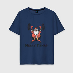 Футболка оверсайз женская Merry Fitmas, цвет: тёмно-синий