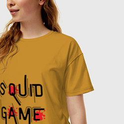 Футболка оверсайз женская Blood Squid Game, цвет: горчичный — фото 2