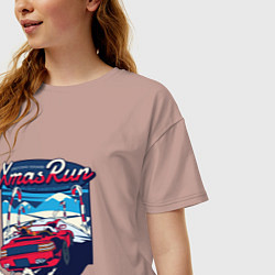 Футболка оверсайз женская Xmas Run, цвет: пыльно-розовый — фото 2