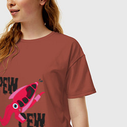 Футболка оверсайз женская Pew Pew Squid, цвет: кирпичный — фото 2