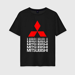 Футболка оверсайз женская MITSUBISHI МИЦУБИСИ МИТСУБИСИ МИЦУБИШИ LOGO STYLE, цвет: черный