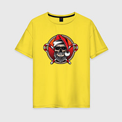 Футболка оверсайз женская Skull Santa, цвет: желтый