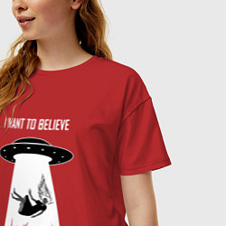 Футболка оверсайз женская I Want To Believe, UFO, цвет: красный — фото 2