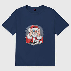 Футболка оверсайз женская Cool Santa, цвет: тёмно-синий