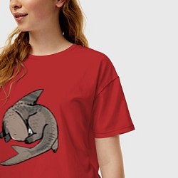 Футболка оверсайз женская Спящая акула, цвет: красный — фото 2