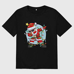 Женская футболка оверсайз DAB SANTA CLAUS В ГЕРЛЯНДЕ