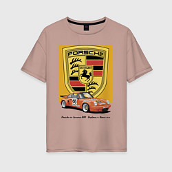 Футболка оверсайз женская Porsche 911 Carrera RSR - Daytona 24 Hours 1973, цвет: пыльно-розовый