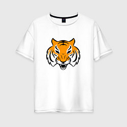 Женская футболка оверсайз Тигр логотип