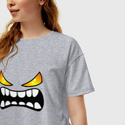 Футболка оверсайз женская Geometry Dash: Demon Face, цвет: меланж — фото 2