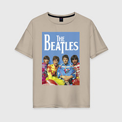 Футболка оверсайз женская The Beatles - world legend!, цвет: миндальный