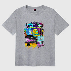 Женская футболка оверсайз Geometry Dash: Pixel Logo